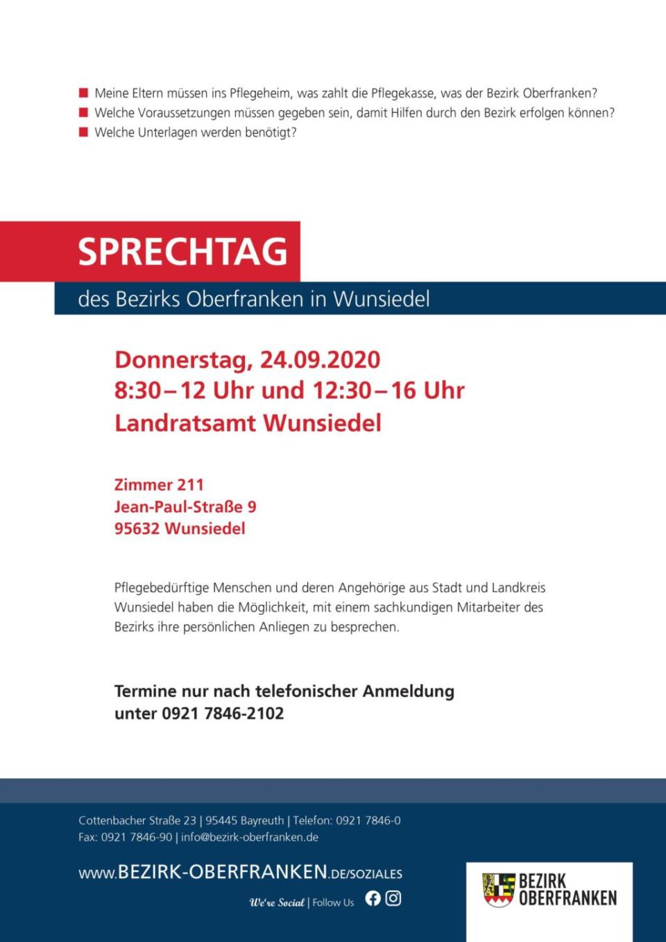 Sprechtag Wunsiedel 24.9.2020