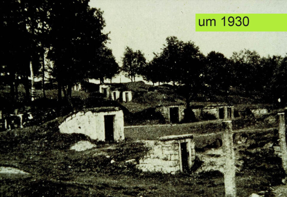 historische Ansicht aus der Zeit um 1930 der Felsenkeller-Landschaft am Kellerhausberg.
