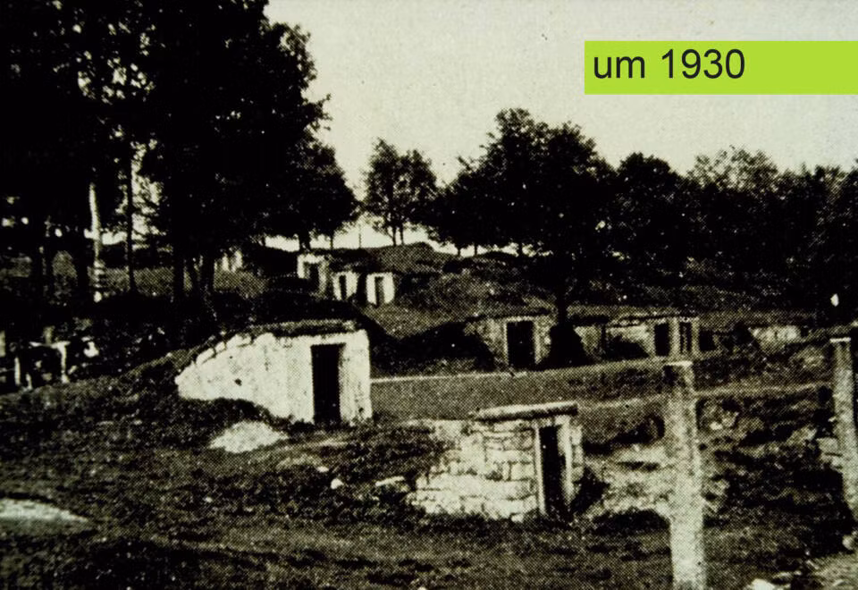 historische Ansicht aus der Zeit um 1930 der Felsenkeller-Landschaft am Kellerhausberg.