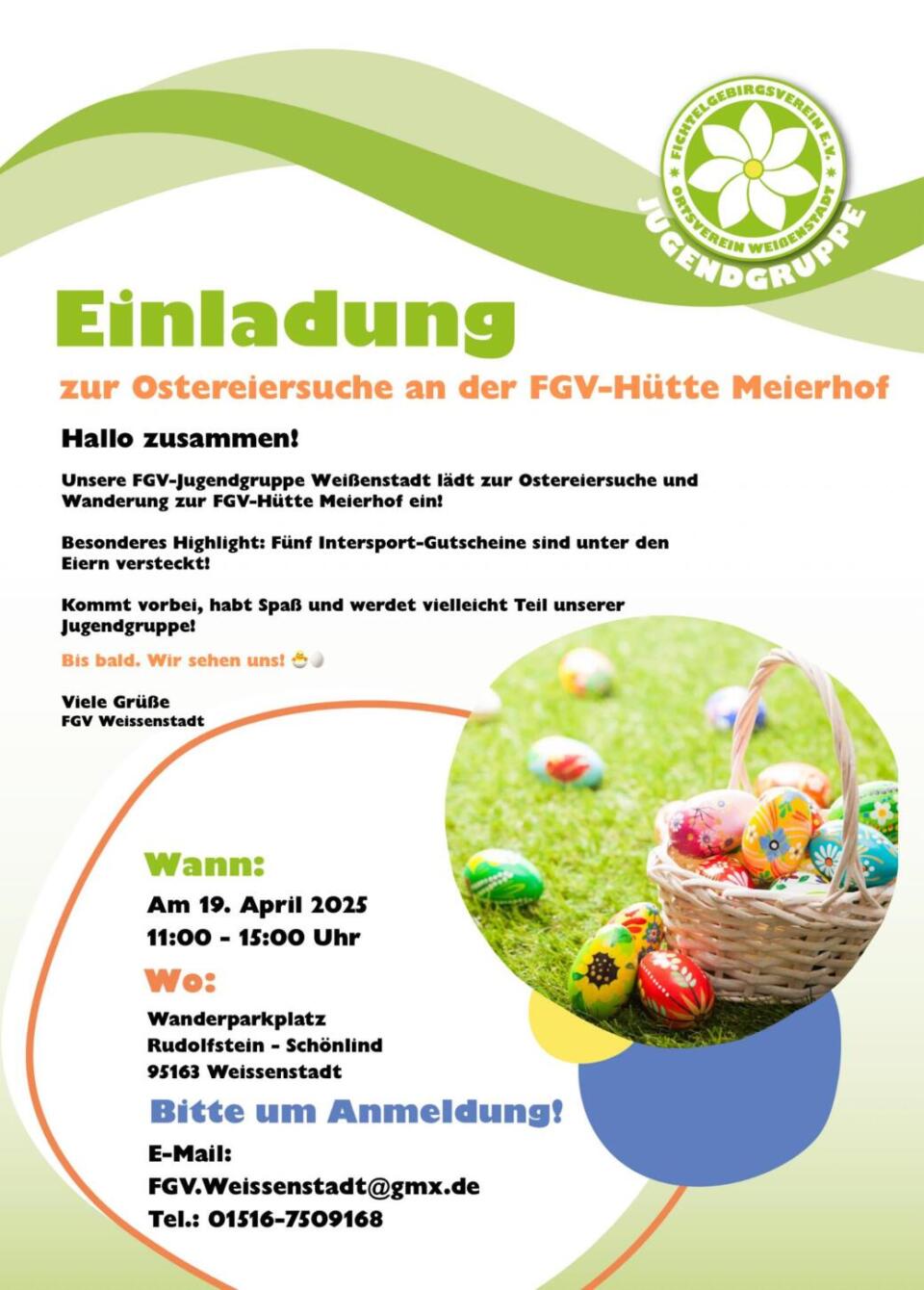 Plakat zur FGV Ostereiersuche