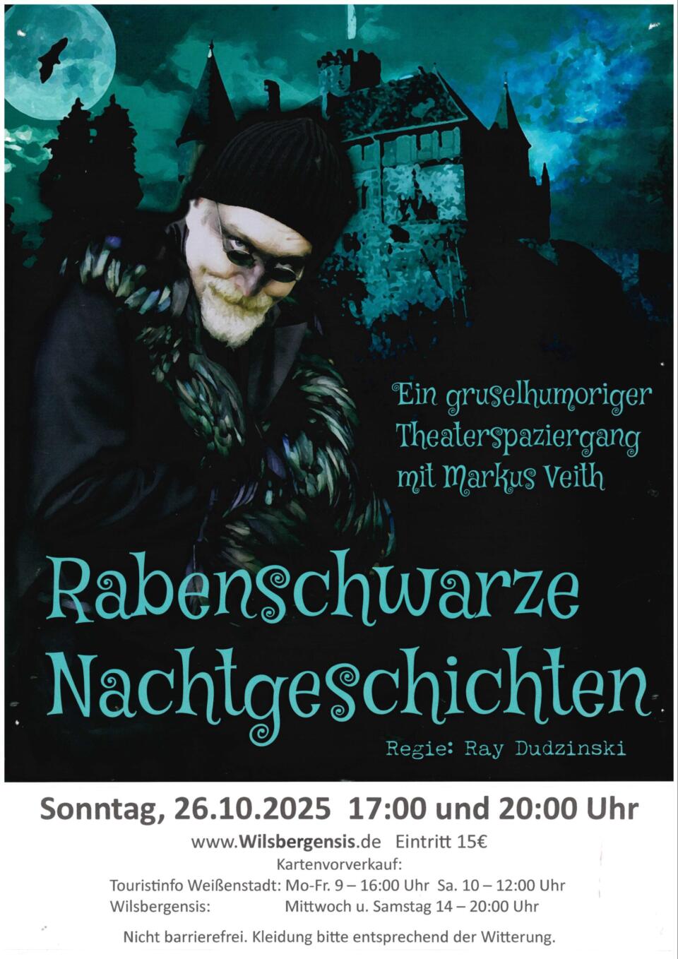 Raben­schwar­ze Nacht­ge­schich­ten – ein gru­se­li­ger Thea­ter­spa­zier­gang mit Mar­kus Veith